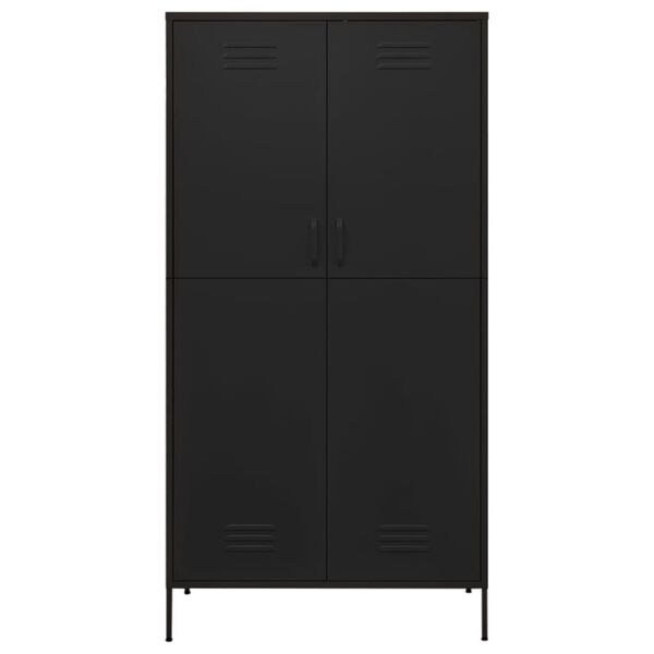 vidaXL Wardrobe Black Steel Large Wardrobe Rectangular Modern