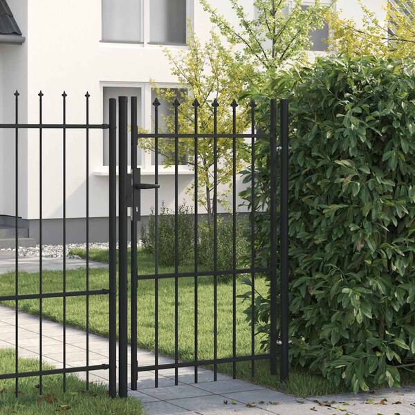 vidaXL Fence Gate Single Door with Spike Top Steel 3.3'x4.9' Black