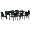 vidaXL Garden Dining Set 9 pcs Black and Grey PE Rattan