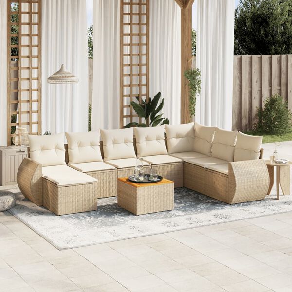 vidaXL Garden Sofa Set Beige PE Rattan Large Modular Garden Sofa Set