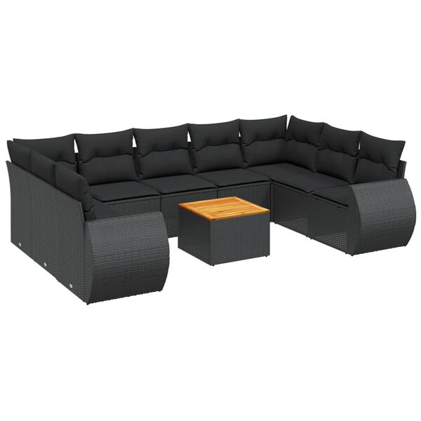 vidaXL Garden Sofa Set Black PE rattan Large Modular Garden Sofa Set