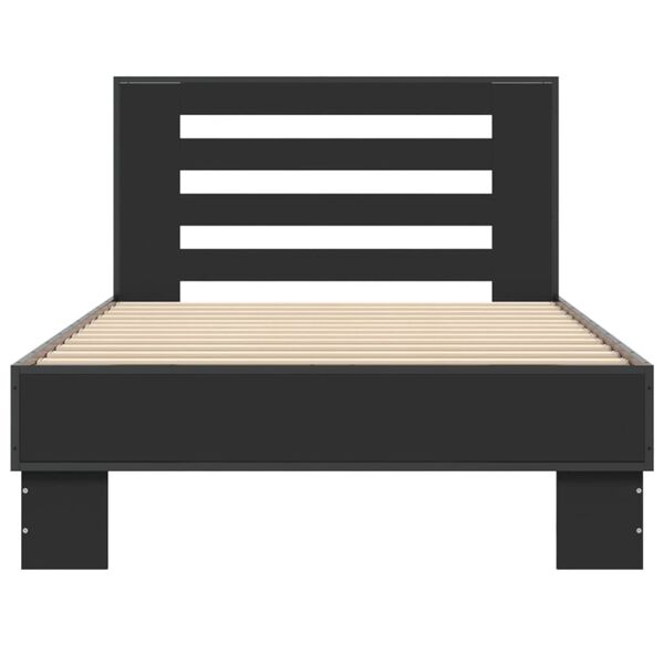 vidaXL Bed Frame Black Engineered wood, Metal, Plywood Twin Bed Frame