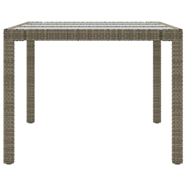 vidaXL Garden Table Grey Poly rattan, powder-coated steel, tempered glass