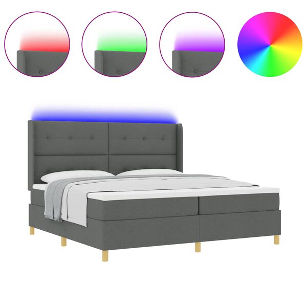 vidaXL Box Spring Bed with Mattress Grey 55.12 x 78.74 in Fabric