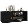 vidaXL Wall Cabinet Set of 2 Black Solid Pine Wood, Faux Leather