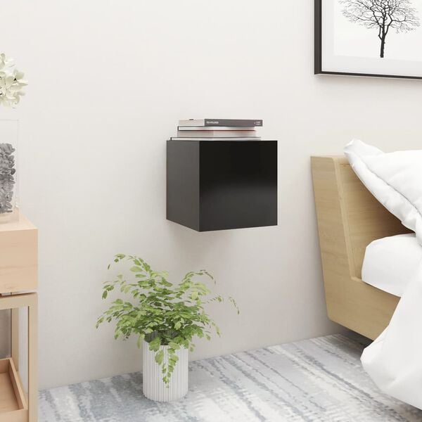 vidaXL Bedside Cabinet Black Engineered Wood 12.0 x 11.8 x 11.8 in
