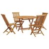 vidaXL Garden Dining Set Folding 5 pcs Brown Solid Teak wood