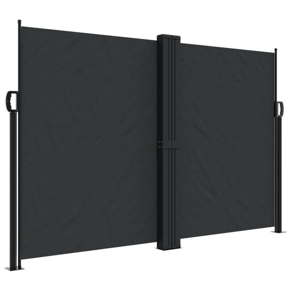 vidaXL Retractable Side Awning Black Polyester with PU coating 63 x 236 in
