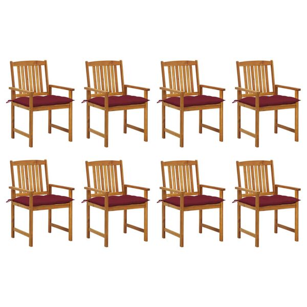vidaXL Patio Chair Set of 8 Wine red, Brown