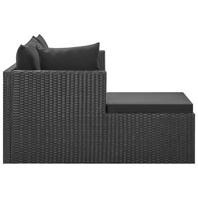 vidaXL 4 Piece Patio Lounge Set Black with Cushions Poly Rattan