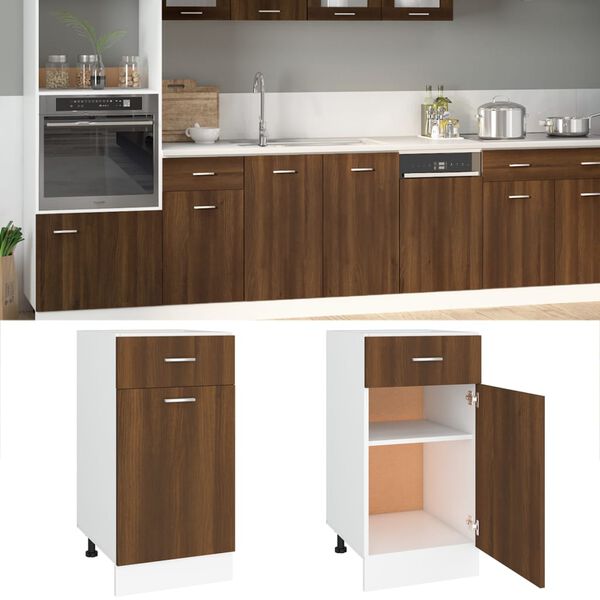 vidaXL Drawer Bottom Cabinet Brown Oak Engineered Wood Standard Cabinet