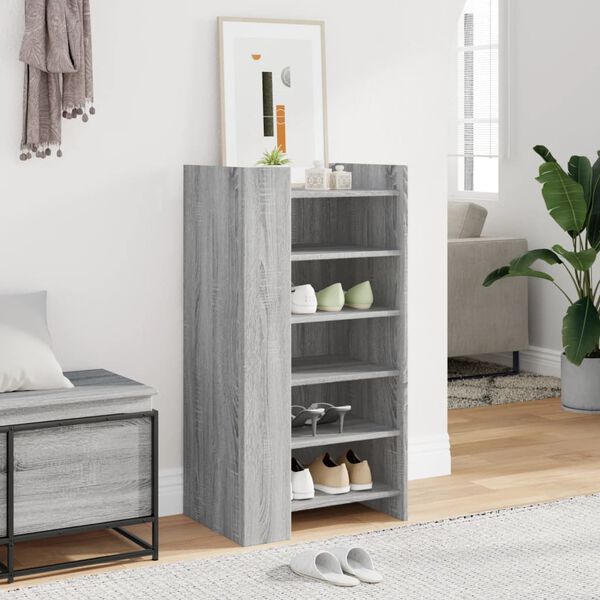 vidaXL Shoe Cabinet Grey Sonoma Engineered Wood 39.4 in tall