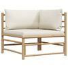 vidaXL Garden Lounge Set Cream, Bamboo Bamboo, 100% polyester Medium