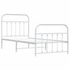 vidaXL Bed Frame White Powder-Coated Steel Single Bed Frame