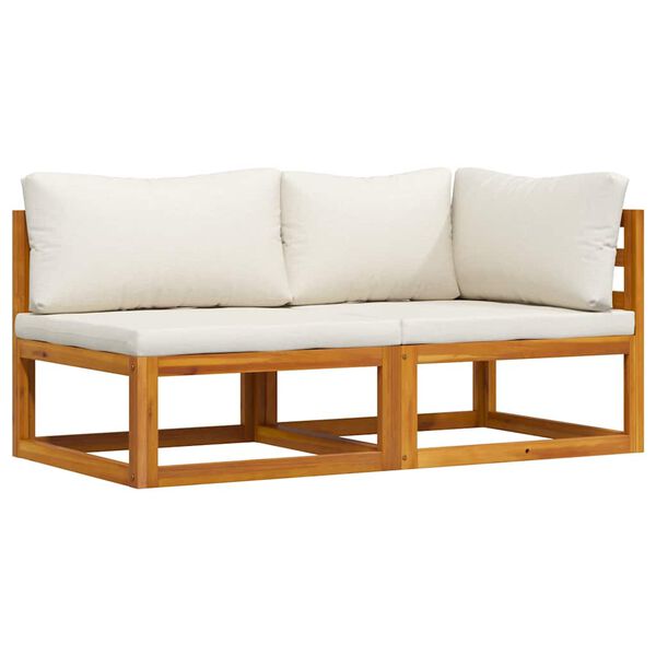 vidaXL Sofa Set Cream White, Natural Wood