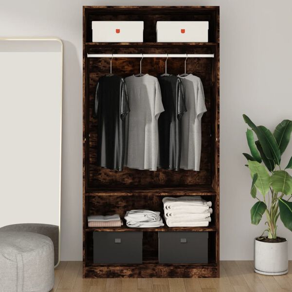 vidaXL Wardrobe Smoked Oak Engineered Wood 39.4 x 19.7 x 78.7 in