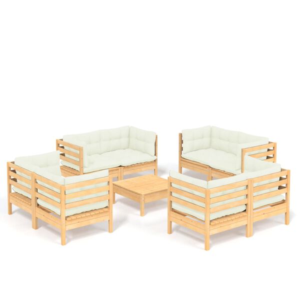 vidaXL Garden Lounge Set Cream and Natural Pine