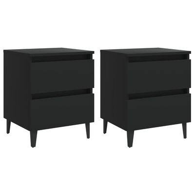 vidaXL Bed Cabinets 2 pcs Black 15.7"x13.8"x19.7" Chipboard