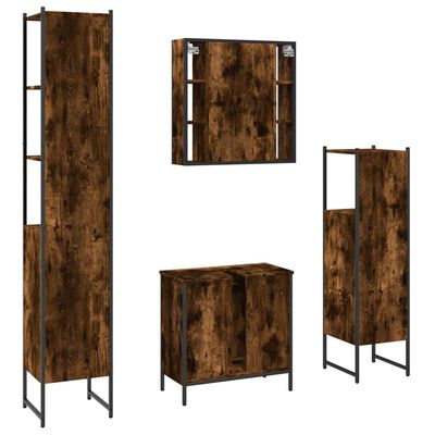 vidaXL 4 Piece Bathroom Cabinet Set Smoked Oak Engineered Wood