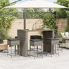 vidaXL Patio Bar Set Set of 6 Grey PE Rattan Removable Covers