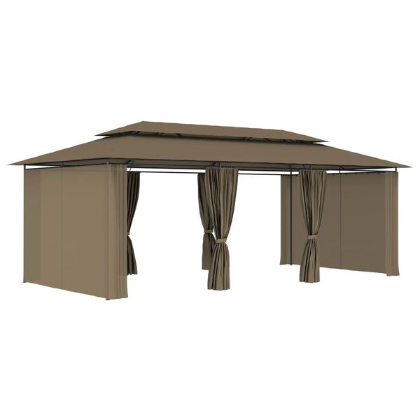vidaXL Gazebo with Curtains 236.2"x117.3"x106.3" Taupe 0.6 oz/ft²