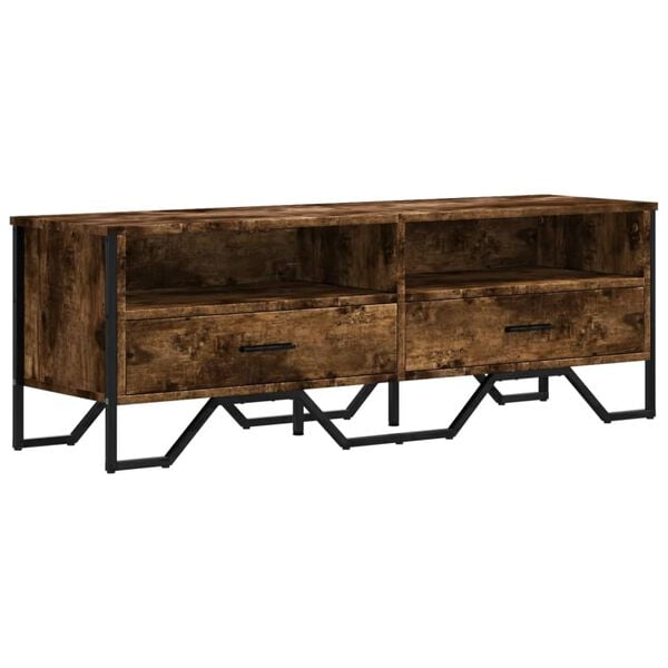 vidaXL TV Cabinet Smoked oak Engineered wood, metal Medium TV Cabinet