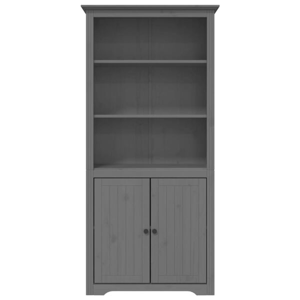 vidaXL Bookcase Grey Solid Pine Wood, Engineered Wood, Metal Tall