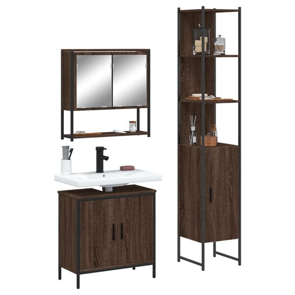 vidaXL Bathroom Furniture Set Brown oak