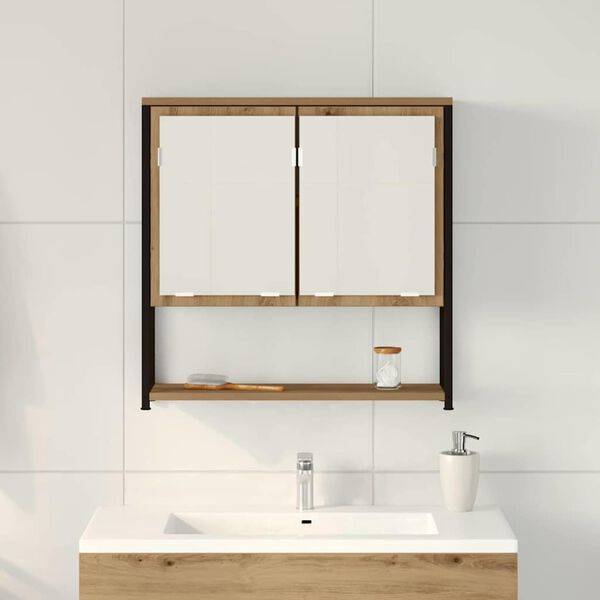 vidaXL Bathroom Mirror Cabinet with Shelf artisan oak 60 x 16 x 60 cm