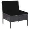 vidaXL Garden Lounge Set Black Poly rattan, powder-coated steel