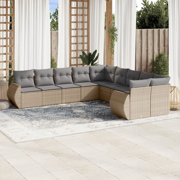 vidaXL Garden Sofa Set Beige PE rattan Large Modular Garden Sofa Set