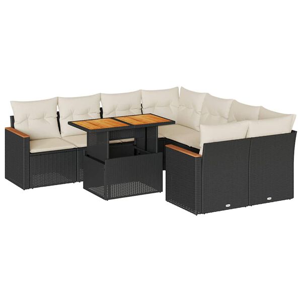 vidaXL Garden Sofa Set Black