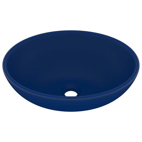 vidaXL Luxury Basin Oval-shaped Matt Dark Blue 15.7x13.0" Ceramic