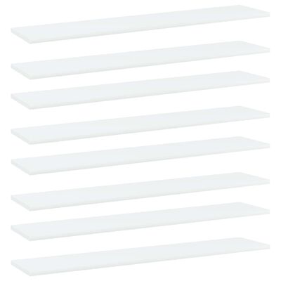 vidaXL Bookshelf Boards 8 pcs White 39.4"x7.9"x0.6" Engineered Wood