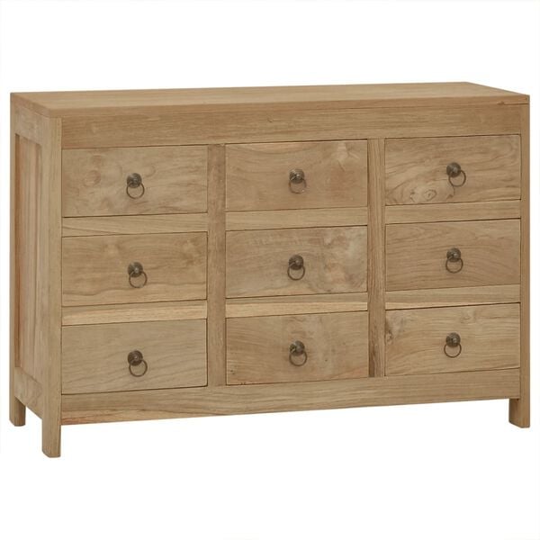 vidaXL Chest Of Drawers Natural Teak Solid Teak Wood, Brass Medium