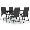 vidaXL Garden Dining Set Black PE rattan 5-piece set Foldable