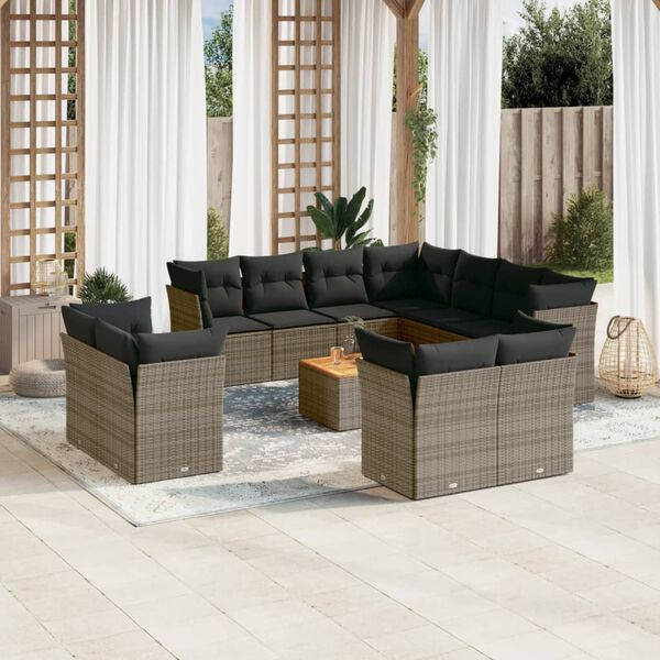 vidaXL Garden Sofa Set Grey PE rattan 7 piece UV-resistant materials
