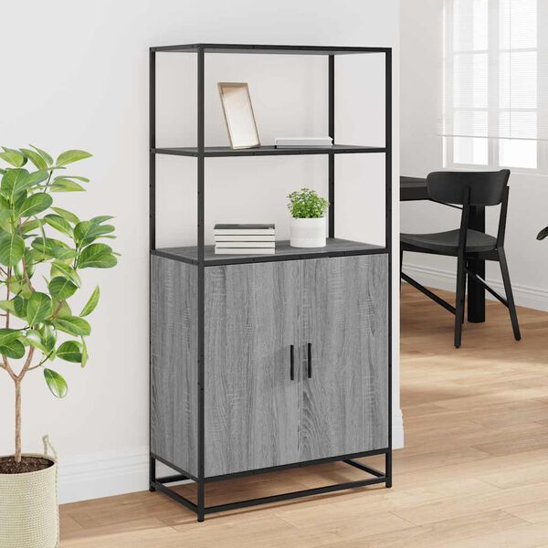 vidaXL Highboard Grey sonoma Engineered wood, metal Tall Highboard