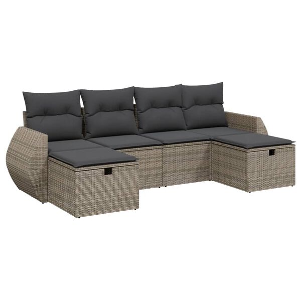 vidaXL Garden Sofa Set Grey Poly Rattan, Steel Large Modular