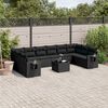 vidaXL Garden Sofa Set Black PE rattan, powder-coated steel, tempered glass