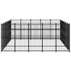 vidaXL Dog Kennel Black Powder-Coated Steel 298.1 ft&sup2; Doors Dog Kennel
