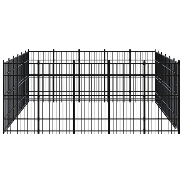 vidaXL Dog Kennel Black Powder-Coated Steel 298.1 ft&sup2; Doors Dog Kennel