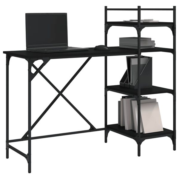 vidaXL Computer Desk Black Engineered wood, Metal Medium Computer Desk