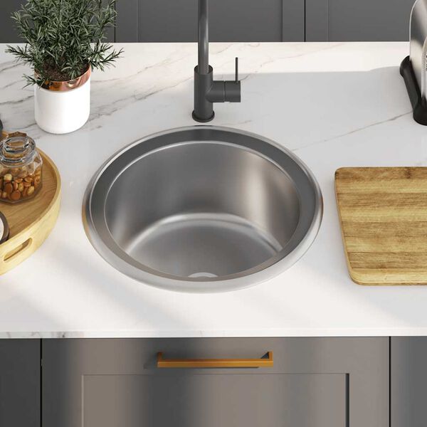vidaXL Kitchen Sink with Strainer Stainless Steel