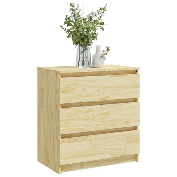 vidaXL Bedside Cabinet Natural wood color Solid pinewood Medium