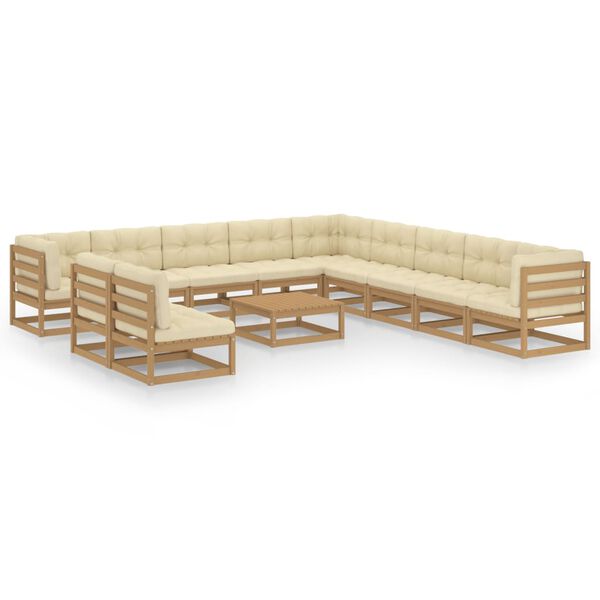 vidaXL Garden Lounge Set Honey brown Solid pinewood Medium Modular