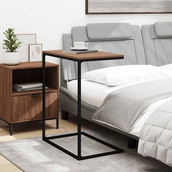 vidaXL Side Table Black Engineered wood, iron 21.7x13.8x26.0 in Durable