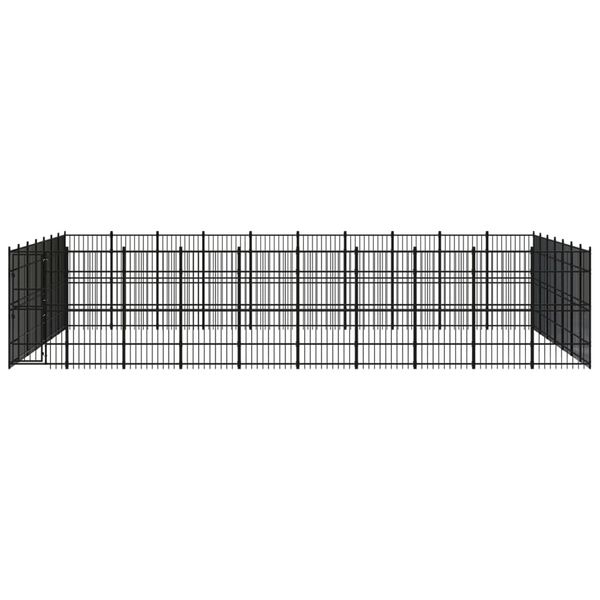 vidaXL Dog Kennel Black Powder-coated steel Large Durable Dog Kennel