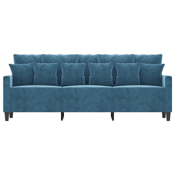 vidaXL 3-seater Sofa Blue Velvet (100% polyester), metal, textilene