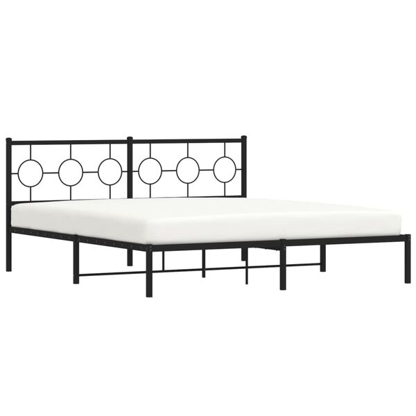 vidaXL Bed Frame Black Powder-Coated Steel 72 x 84 in frame size